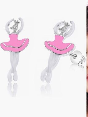 Kids' Ballerina Pink Stud Earrings